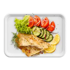 Pyszna ryba z warzywami na talerzu, idealna dieta pudełkowa Nowy Targ.