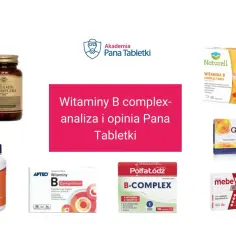 Różne suplementy diety z witaminami z grupy B: Solgar, Naturell, NOW Foods, Apteo, Polfa Łódź, Olimp Labs, mebeVIT.